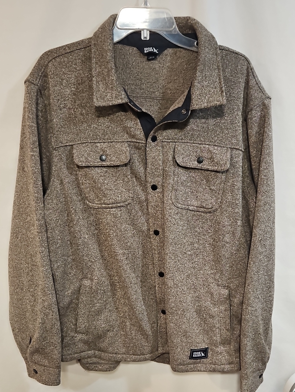 Eddie Bauer Heather Brown Snap-Front Shirt Jacket